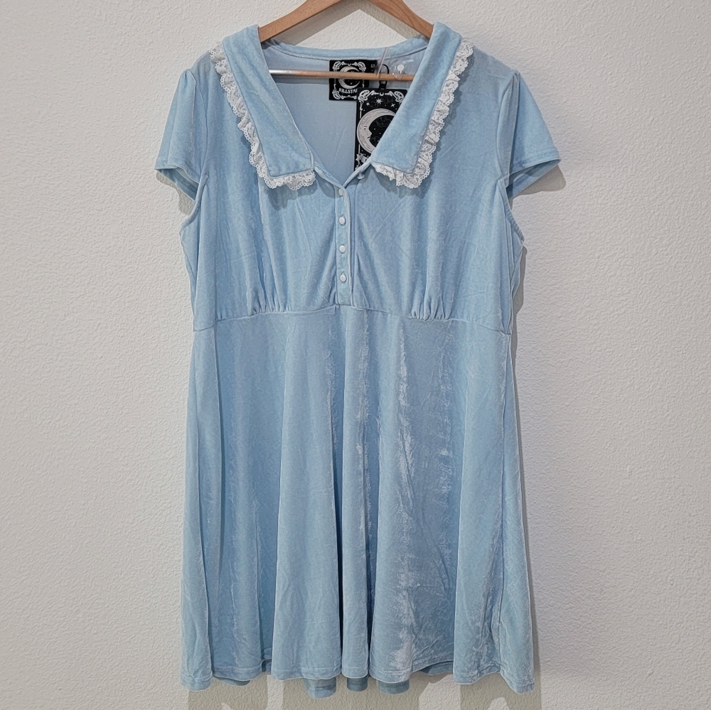 KillStar Velvet Mini Dress Size 4X Pastel Blue